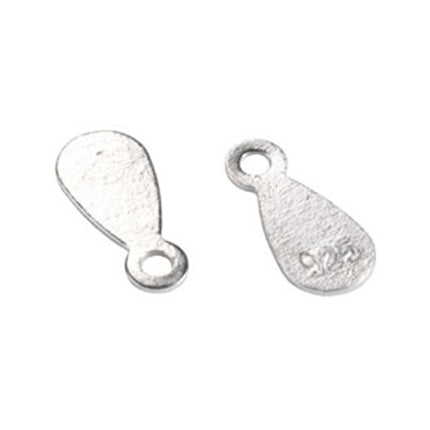 Tear Drop Stamped .925 Jewelry Tag in Sterling Silver 7.9x3.6x0.34mm