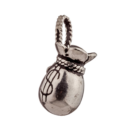 Money Bag Charm in Sterling Silver 5.24x6.9x0.42mm