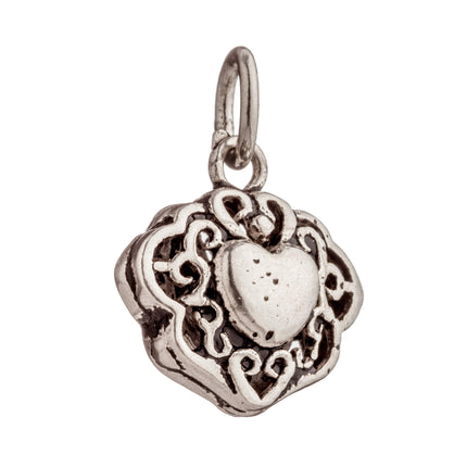 Heart Charm in Antique Sterling Silver 14x7mm