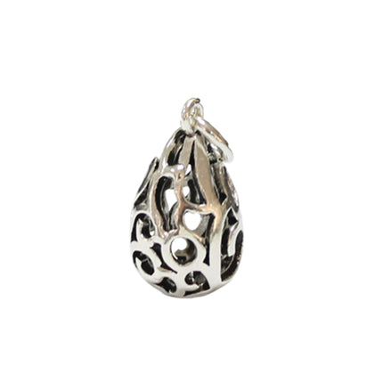 Water Drop Charm in Antique Sterling Silver 23x10.2x10.2mm