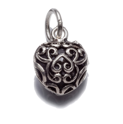 Heart Charm in Antique Sterling Silver 16.6x10.1x6.2mm