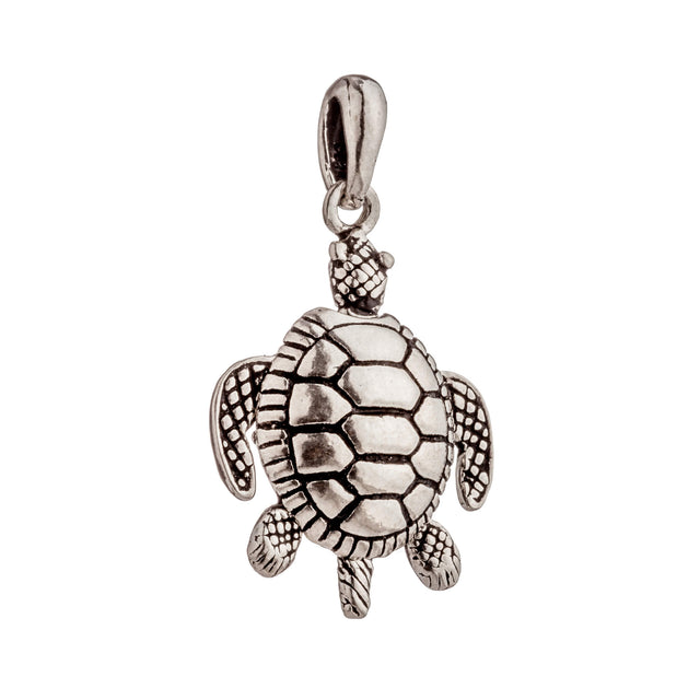 Sea Turtle Charm in Antique Sterling Silver 35x20x7mm