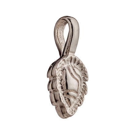 Leaf and Shell Charm in Sterling Silver 16.2x7.2x4.1mm