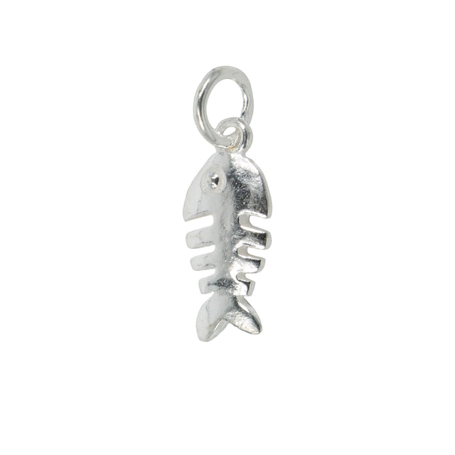 Fishbones Charm in Sterling Silver 16x7mm