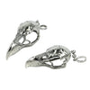 Hawk Skull Charm with Chain Bail in Sterling Silver 38x17mm