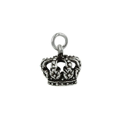 Floral Crown Charm in Antiqued Sterling Silver 13.5x10.5mm