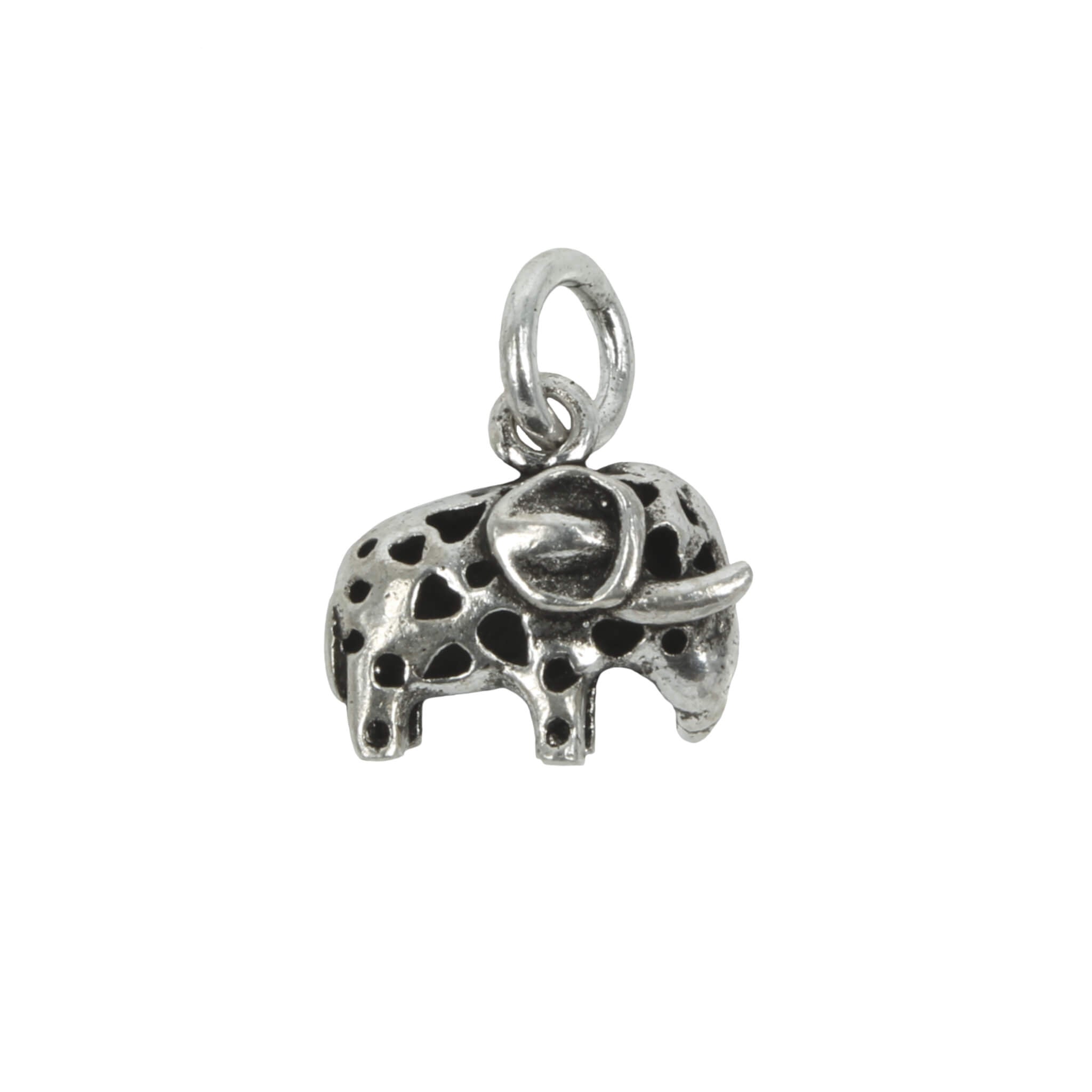 Bull Elephant Charm in Antiqued Sterling Silver 17x13x6.5mm
