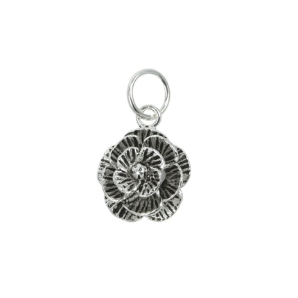 Flower Charm in Antiqued Sterling Silver 18x11x5.5mm