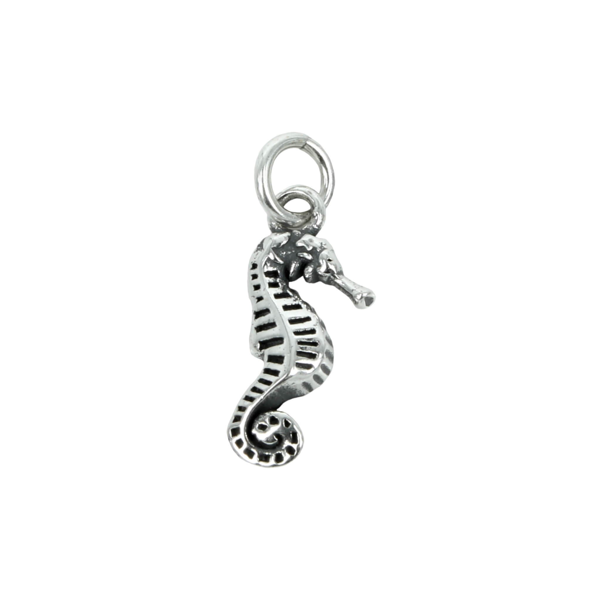 Seahorse Charm in Antiqued Sterling Silver 18x7x4mm