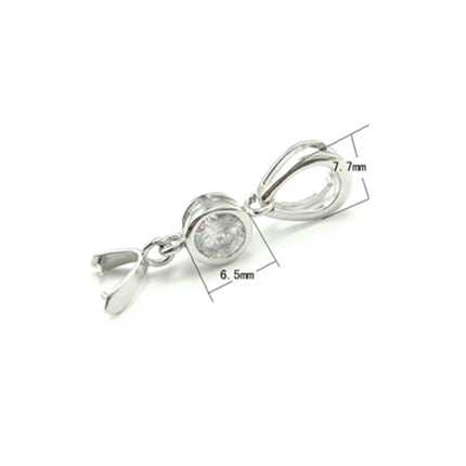 Tapered Pinch Bail with Cubic Zirconia Inlays in Sterling Silver 28.2x4.5x2.6mm
