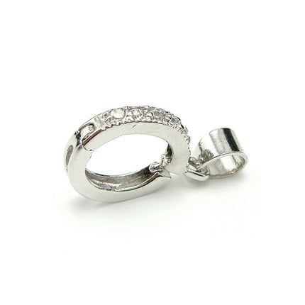 Ring Bail with Cubic Zirconia Inlays in Sterling Silver 18x11mm