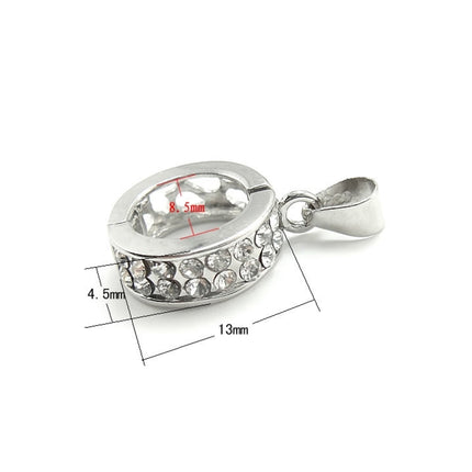 Ring Bail with Cubic Zirconia Inlays in Rhodium Plated Sterling Silver 19.6x4.5x13mm