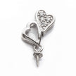Hearts Cup & Peg Bail with CZ in Rhodium Plated Sterling Silver 19.7x7.3x3.7mm