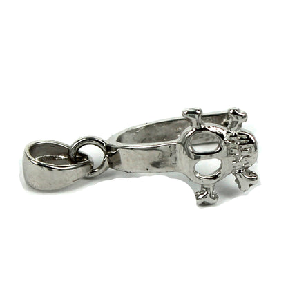 Skull Pinch Bail in Rhodium Plated Sterling Silver 19.2x8.5x7.8mm