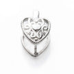 Heart Pinch Bail with Cubic Zirconia Inlays in Sterling Silver 14.5x9.6x8.9mm