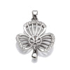 Clover Pendant with Cubic Zirconia Inlays and Cup and Peg Mounting and Bail in Sterling Silver 5mm