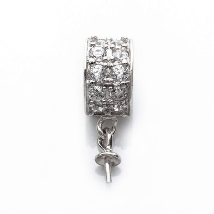 Cup & Peg Tube Bail with CZ in Sterling Silver 5.9x8.8mm