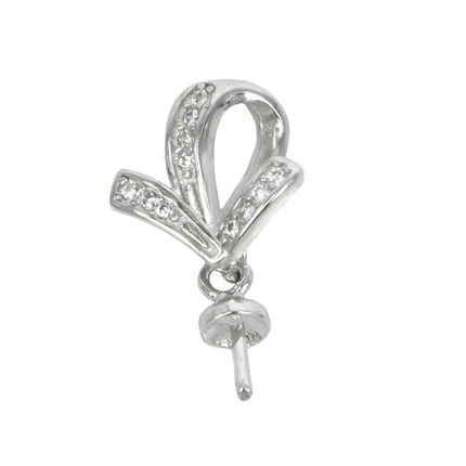 Ribbon Cup & Peg Bail with CZ in Sterling Silver 13x10mm