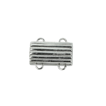 Corrugated Rectangle Magnetic Clasp in Sterling Silver 14x7mm