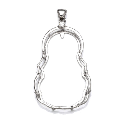 Violin Pendant with Violin Mounting in Sterling Silver 40x23mm