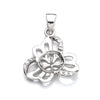 Clover Pendant with Cubic Zirconia Inlays and Cup and Peg Mounting and Bail in Sterling Silver 7mm