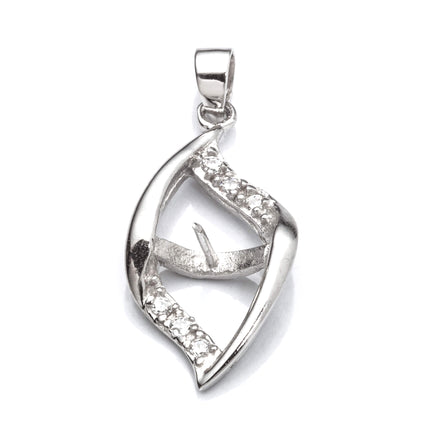 Pendant with Cubic Zirconia Inlays and Peg Mounting and Bail in Sterling Silver 7mm