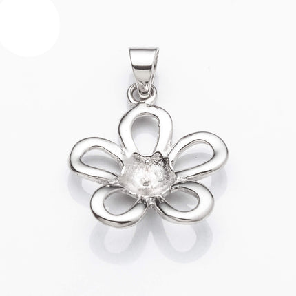 Flower Pendant with Cup and Peg Mounting in Sterling Silver 5mm