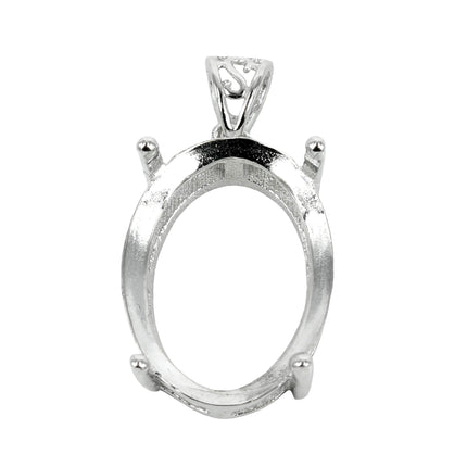 Oval Basket Setting Pendant with Soldered Loop and Fancy Bail in Sterling Silver 15x20mm