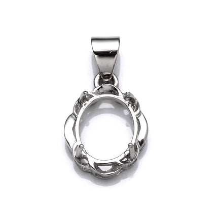 Pendant with Oval Mounting and Bail in Sterling Silver 9x11mm