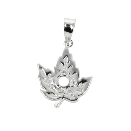 Maple Leaf Pendant with Loop and Bail in Sterling Silver 4mm