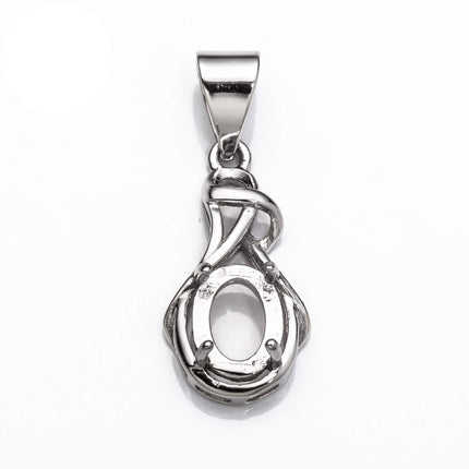 Pendant with Oval Mounting and Bail in Sterling Silver 6x7mm