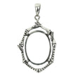Bamboo Motif Framed Oval Pendant with Soldered Loop and Bail in Sterling Silver 16x21mm