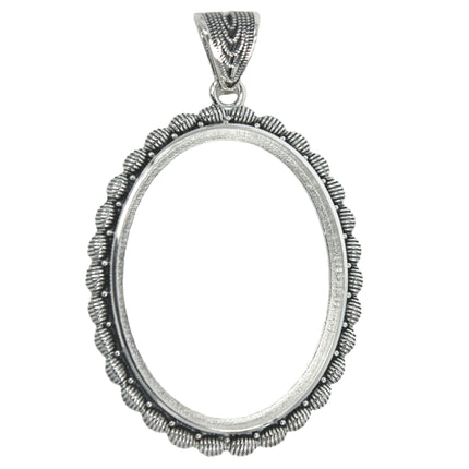 Oval Pendant With Beehive Embellishments and Soldered Loop and Bail in Sterling Silver 30x40mm