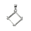 Decorative Cone Pendant Setting with Square Bezel Mounting including Bail in Sterling Silver 9x9mm