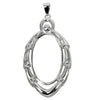 Oval Segmented Frame Pendant set with CZ in Sterling Silver for 15x24mm Stones