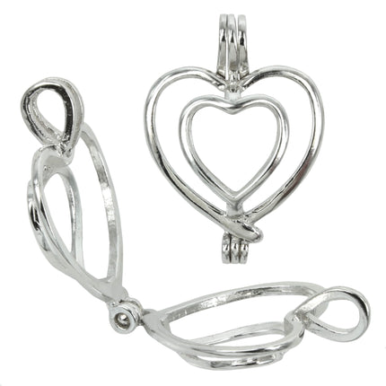 Heart Cage Pendant with Incorporated Bail in Sterling Silver 9mm