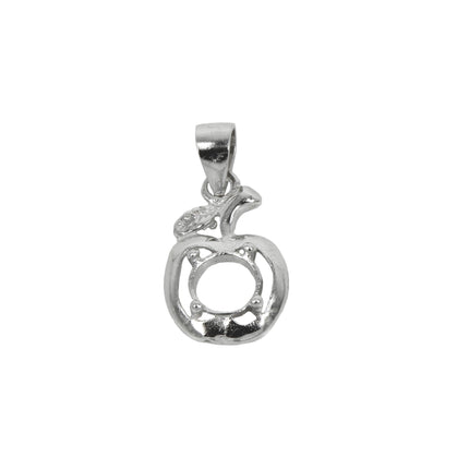 Apple Pendant with Loop and Bail in Sterling Silver 5mm