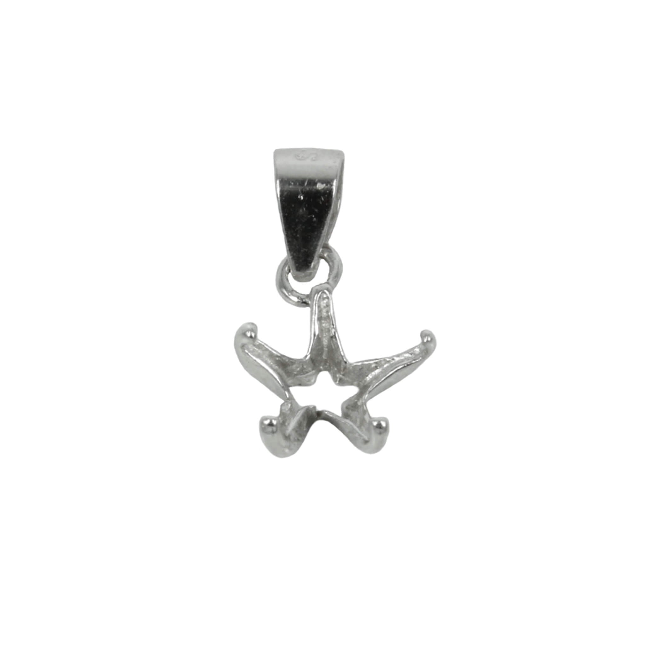 5-Prongs Pendant Setting with Round Prongs Mounting including Bail in Sterling Silver 7mm