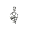 Hoop Leaping Dolphin Pendant with Loop and Bail in Sterling Silver 3mm