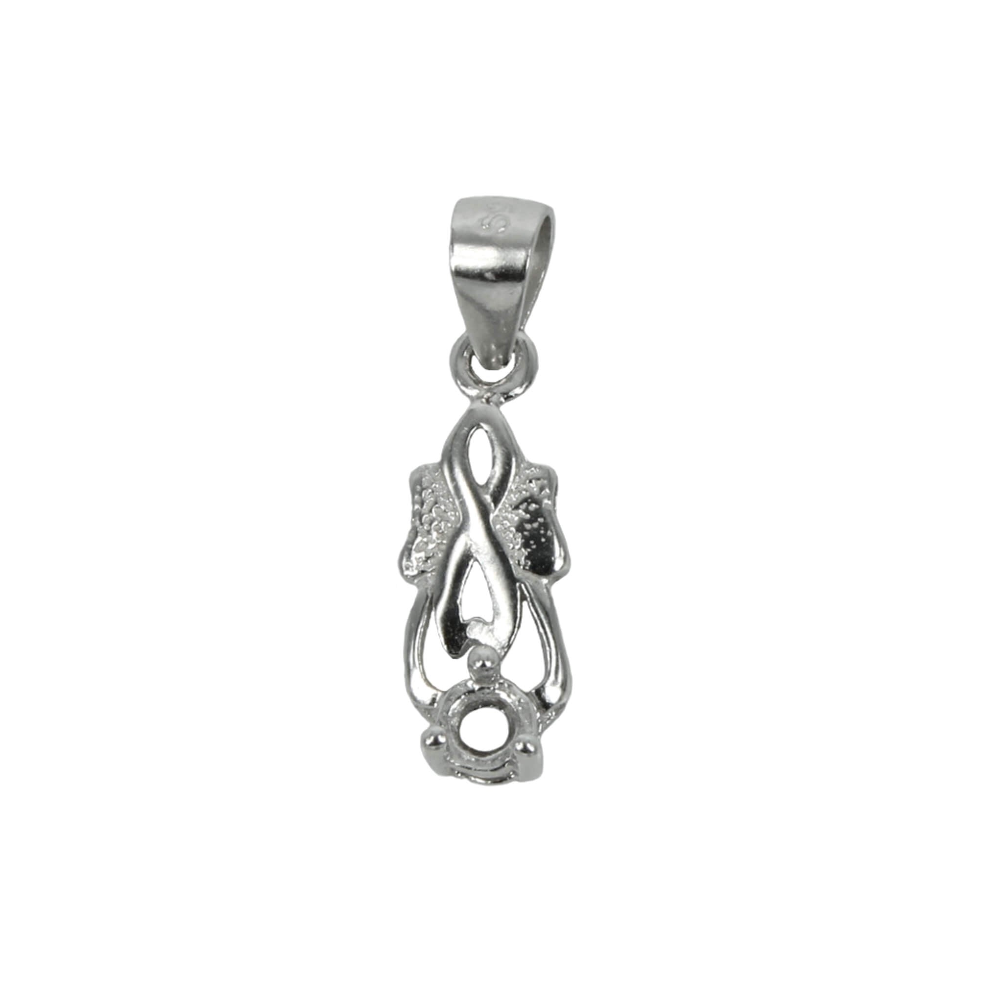 Infinity Ribbon Pendant with Loop and Bail in Sterling Silver 2mm