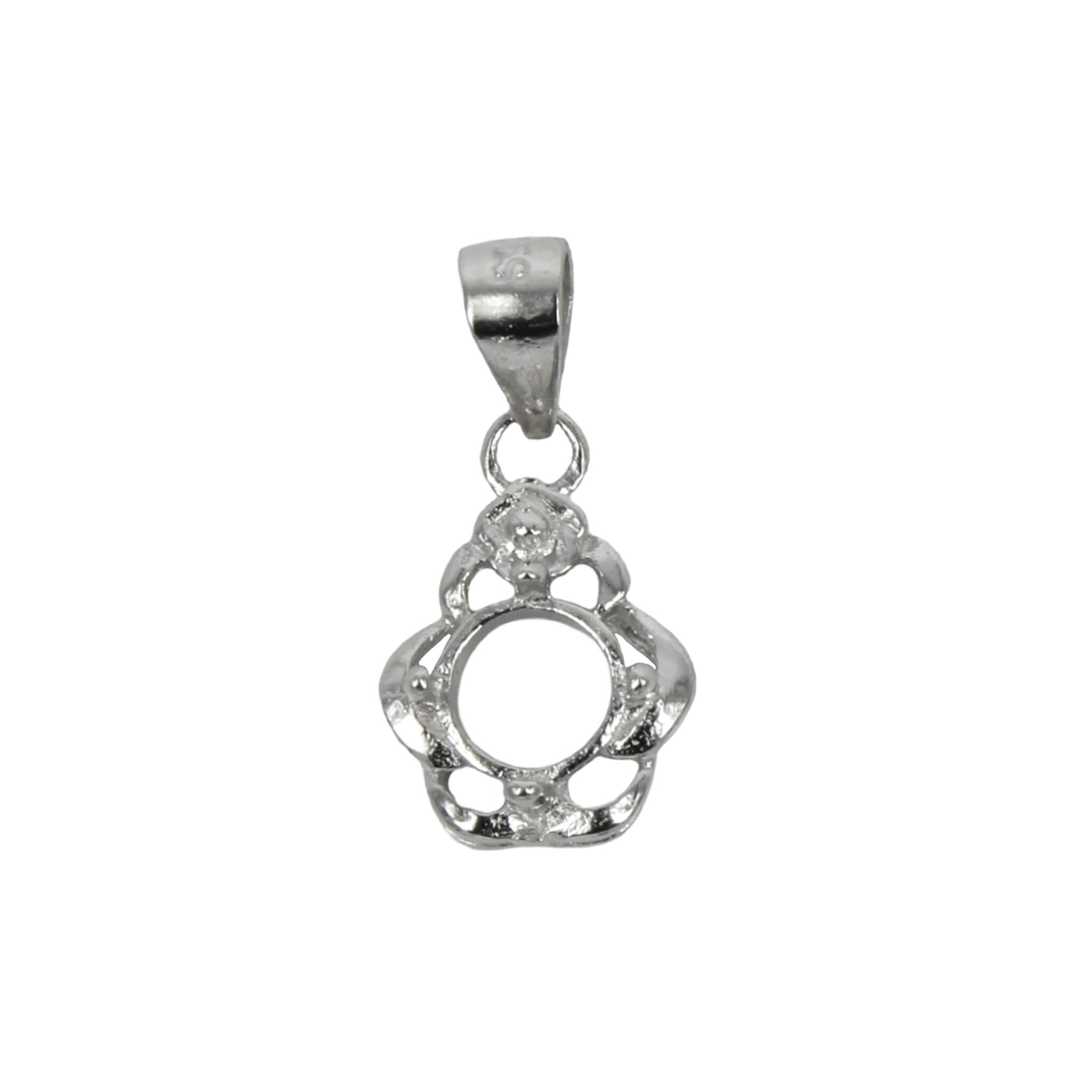 Flower Pendant with Loop and Bail in Sterling Silver 5mm