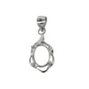 Oval Ribbon Flourishes Pendant with Loop and Bail in Sterling Silver 6x8mm