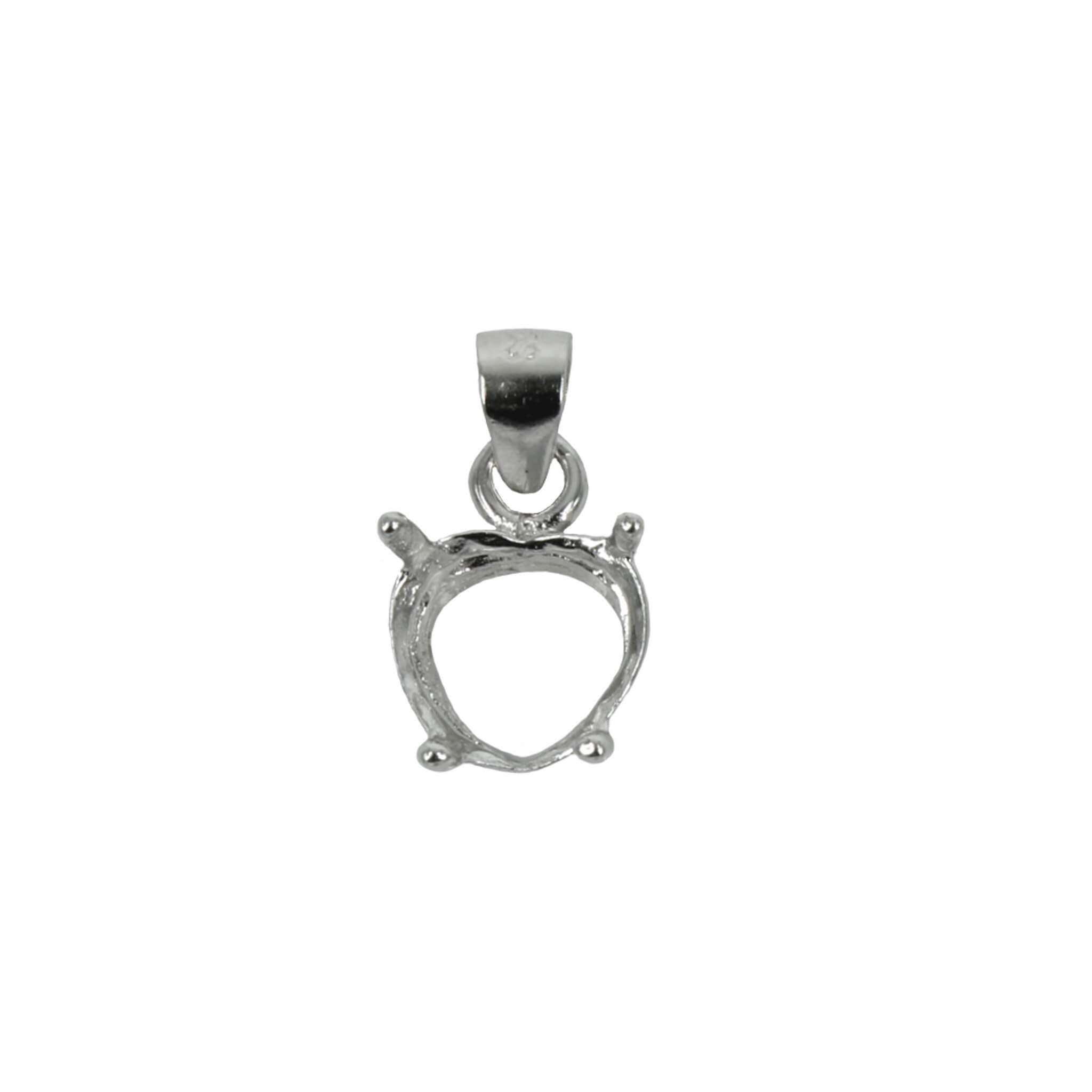 Heart Pendant with Loop and Bail in Sterling Silver 7mm