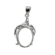 Oval Flourish Topped Pendant in Sterling Silver 10x12mm