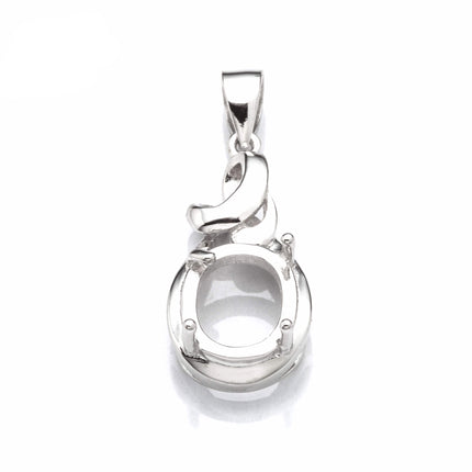 Pendant with Oval Mounting and Bail in Sterling Silver 9x11mm