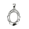 Decorated Oval Pendant in Sterling Silver 10x12mm