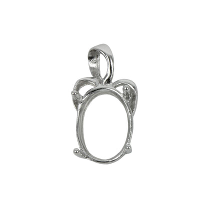 Oval Flourish Topped Pendant in Sterling Silver 8x10mm