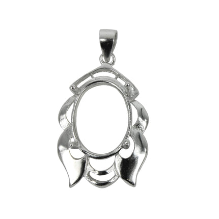 Decorated Ova Pendant in Sterling Silver 10x12mm