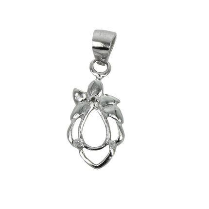 Flourish Decorated Pear Shaped Pendant in Sterling Silver 3x5mm