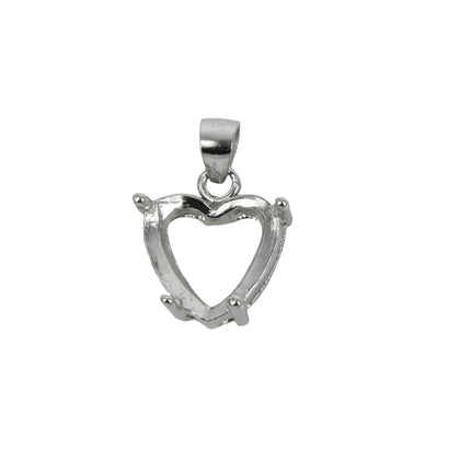 Heart Pendant with Loop and Bail in Sterling Silver 10mm